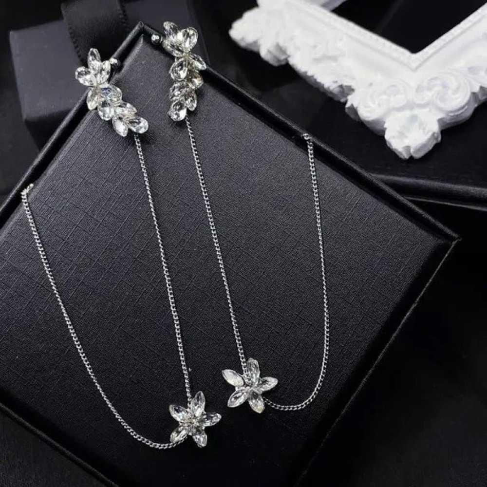 New Flower Thread Earrings with Cuff